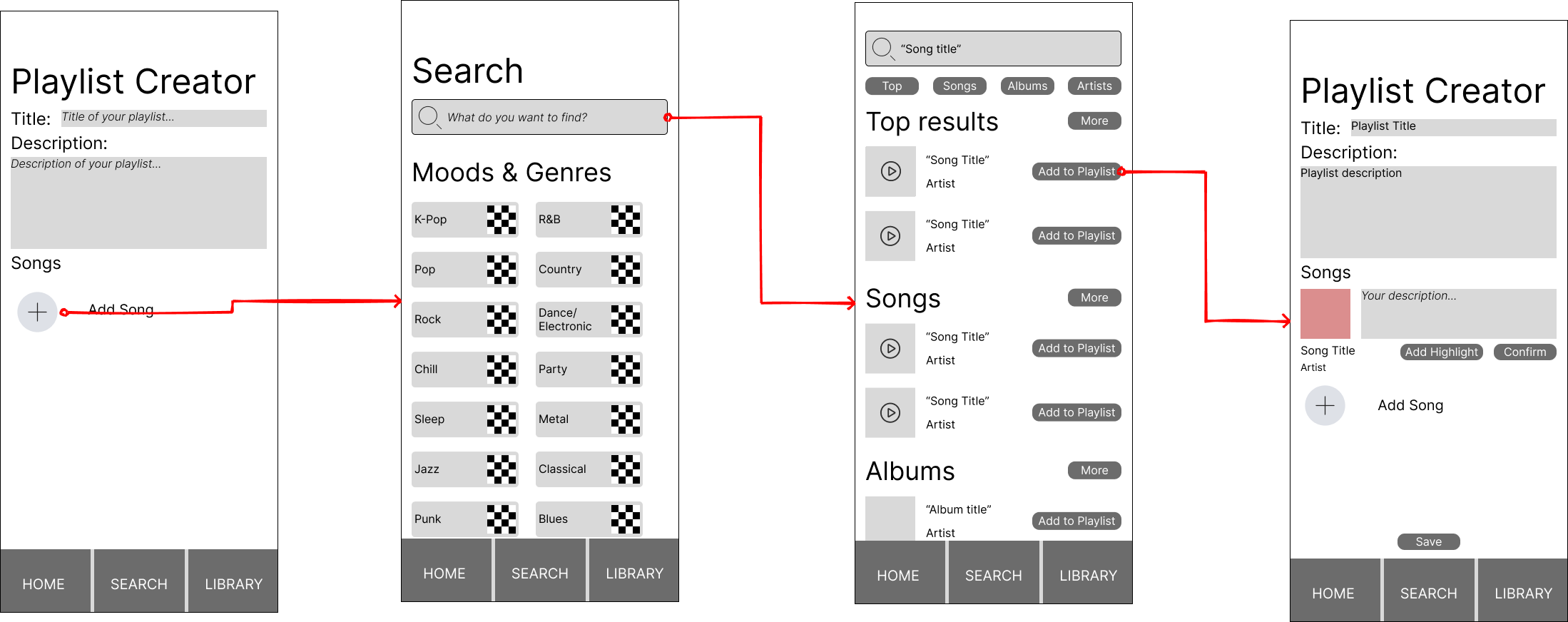 Add song to playlist wireflow