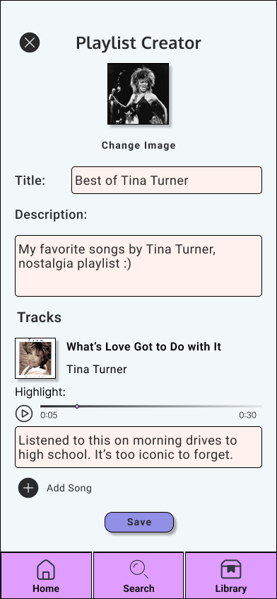 Version 1 Playlist Creator Edit Screen
